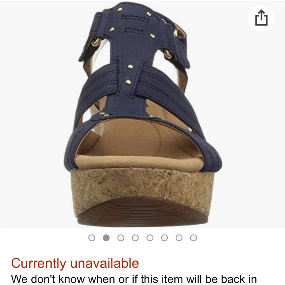 Clarks Annabel Orchid Navy Wedge sandals - new